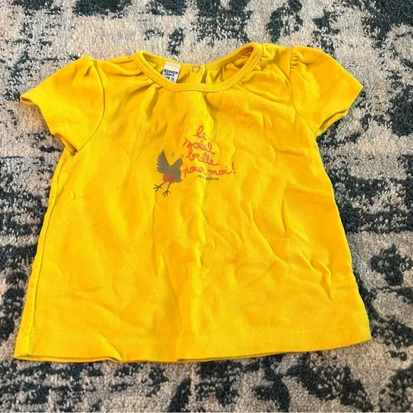 Petit Bateau Bird T-shirt, Yellow, Baby Girl 6m - Picture 3 of 5